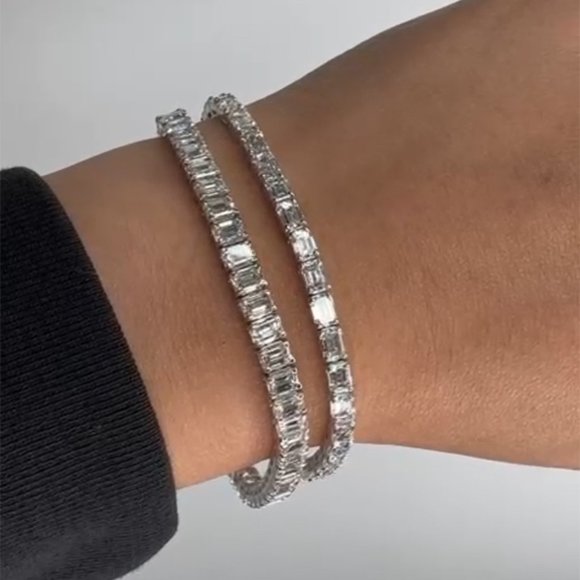 AdornA Jewelry - Emerald Platinum 18K White Gold Diamond Bracelet